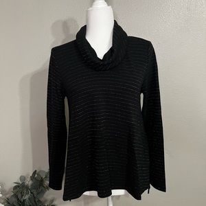 J.jill Blk & Silv Cowl Neck Sweater